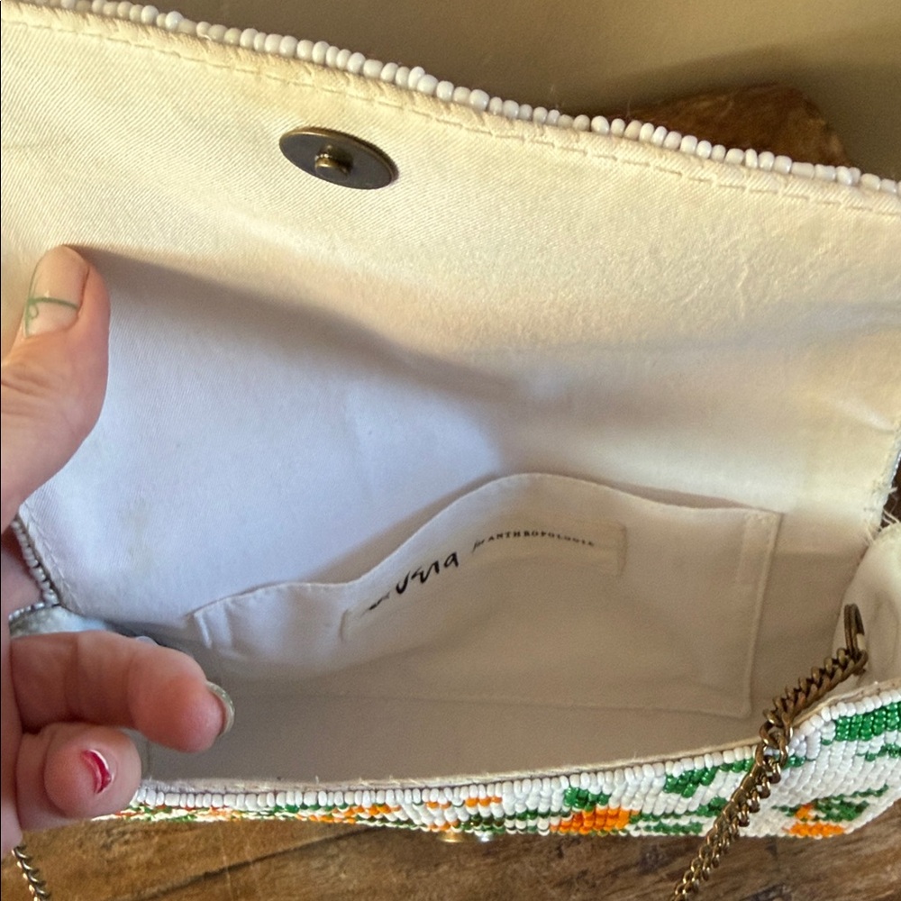 Anthropologie Vera Neumann Beaded Foldover Clutch Floral Chain Strap
 8” x 5” - Picture 6 of 6